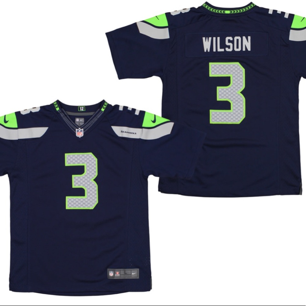 NIKE NFL YOUTH SEATTLE SEAHAWKS RUSSELL WILSON #3 LIMITED JERSEY LARGE